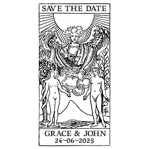Save The Date Rubber Stamp Lovers Tarot Tarot Wedding Invitation Wedding Rubber Stamp image 2