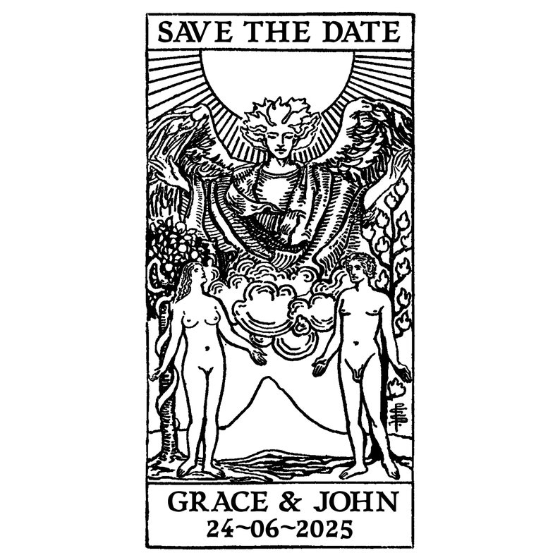 Save The Date Rubber Stamp Lovers Tarot Tarot Wedding Invitation Wedding Rubber Stamp image 2