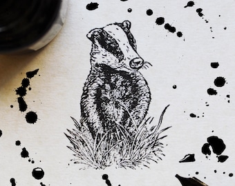 Badger rubber stamp, Jon Halls artist stamp