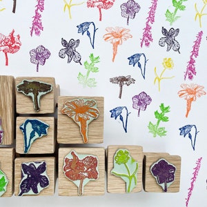 Flower rubber stamps, flower stamp set, Wildflower rubber stamps, Stamps for card making, wildflower stamp set,