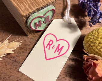 Personalised Heart Monogram Stamp | Wedding Rubber Stamp
