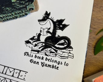 Znaczek Ex Libris - Smok | Z biblioteki znaczków | Spersonalizowany znaczek książkowy
