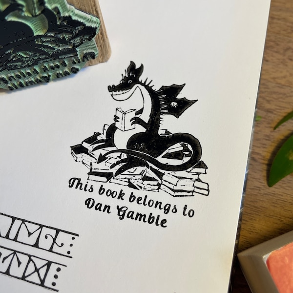 Ex Libris Stamp - Dragon | From the Library of stamp | Personalised book stamp
