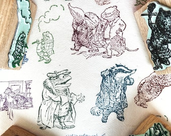 Set di timbri "Il vento tra i salici", timbri in gomma "Il vento tra i salici", set di timbri in gomma per lavori artigianali, regalo "Il vento tra i salici"