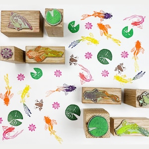 Jeu de tampons poisson, Tampons poisson, Tampons étang, Jeu d'artisanat poisson, Tampons étang de jardin, Tampon poisson, Tampons enfants, Jeu d'estampes enfants, Tampons créatifs