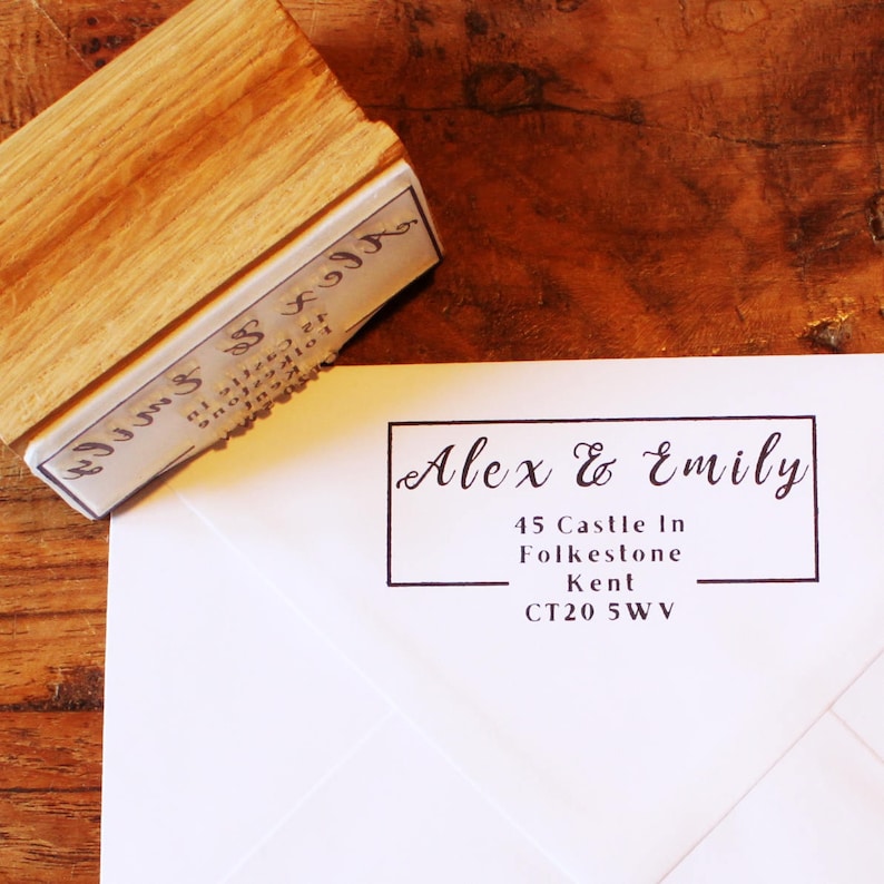 Holiday Cards Personalised Elegant Script Address Stamp for DIY Wedding Invitation Custom Handmade Typography art Stamp for Letter Writing