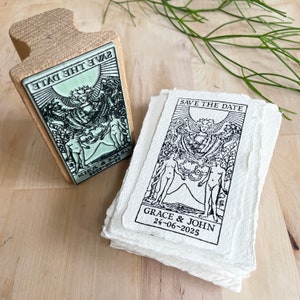 Save The Date Rubber Stamp Lovers Tarot Tarot Wedding Invitation Wedding Rubber Stamp image 7