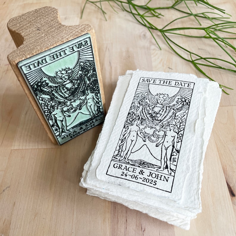 Save The Date Rubber Stamp Lovers Tarot Tarot Wedding Invitation Wedding Rubber Stamp image 7