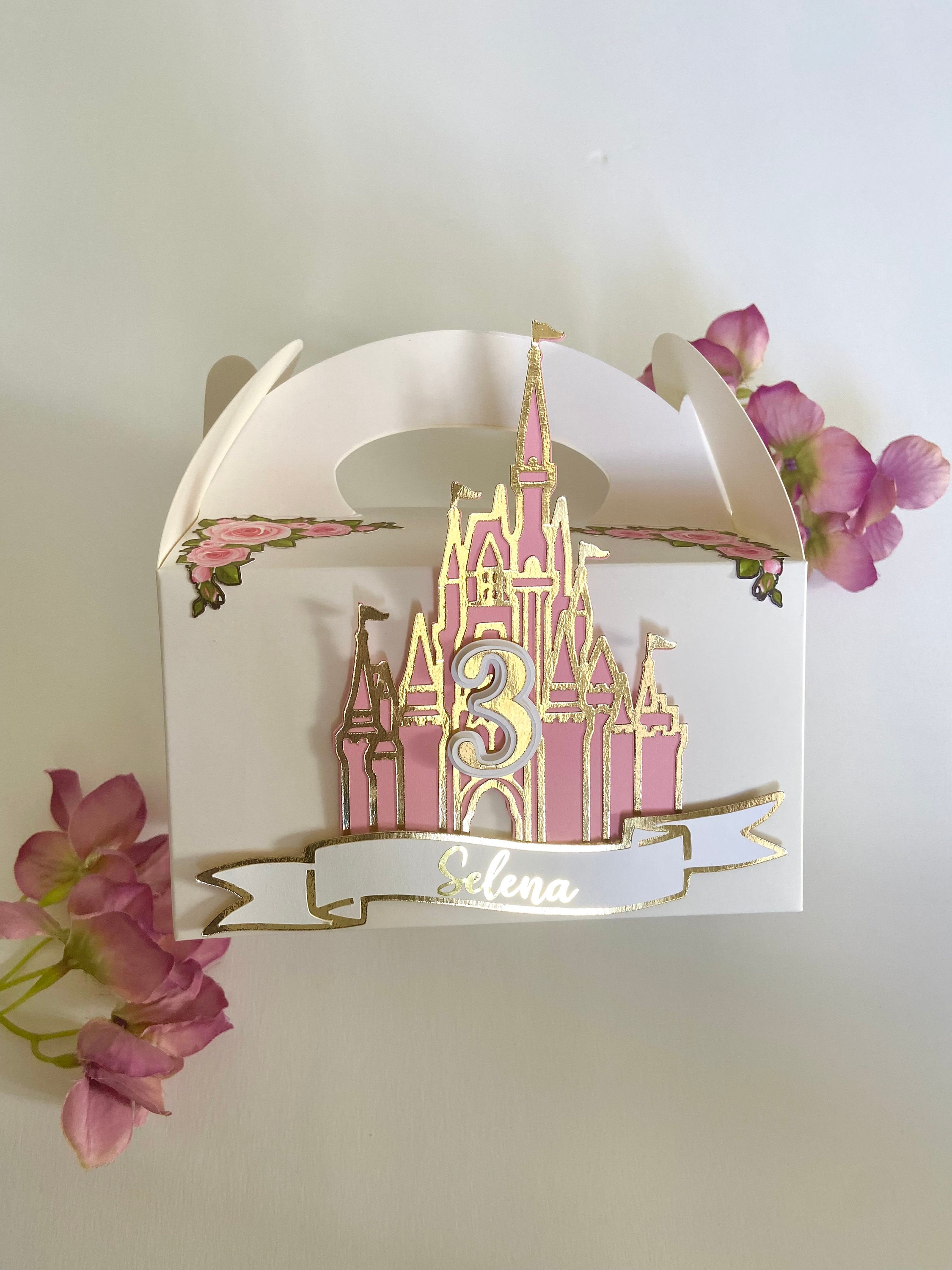Princess favor boxes, princess castle favor box, royal birthday party, princess birthday party, Cinderella castle favor box