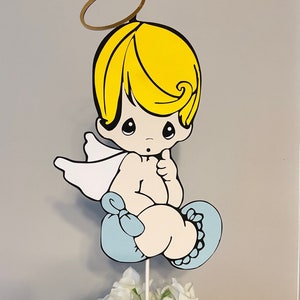 Precious Moments angel die cuts, precious moments centerpiece, angel cake topper, baptism decorations, christening decor, baby shower