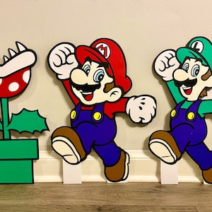 Dekoracje na imprezę Mario, urodziny Mario i Luigiego, rekwizyty na imprezę Mario, dekoracje ścienne Mario, znaki Super Mario