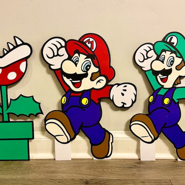 Décorations de fête Mario, Anniversaire Mario et Luigi, Accessoires de fête Mario, Décoration murale Mario, Panneaux Super Mario