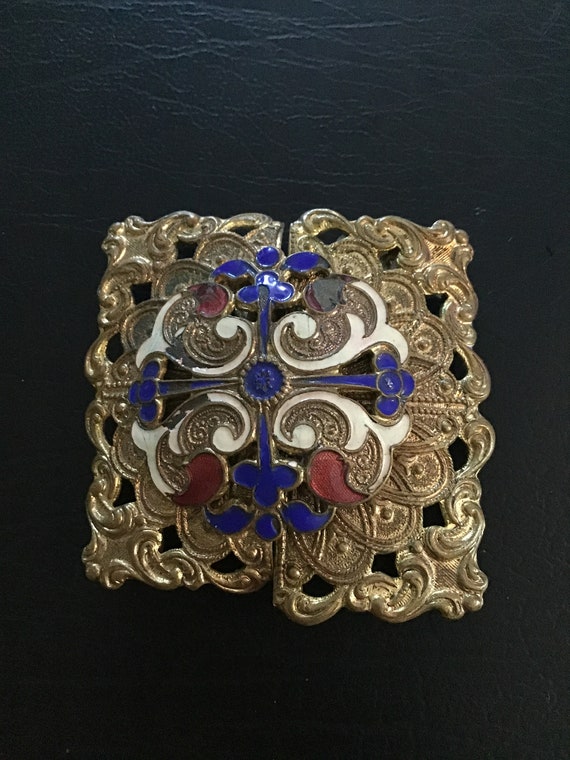 SALE ! Antique Enameled Buckle - filigree - belt … - image 1