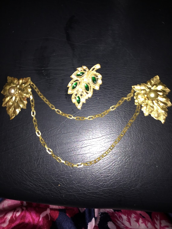 SALE ! Antique dress clips - lot - chain - set - … - image 1