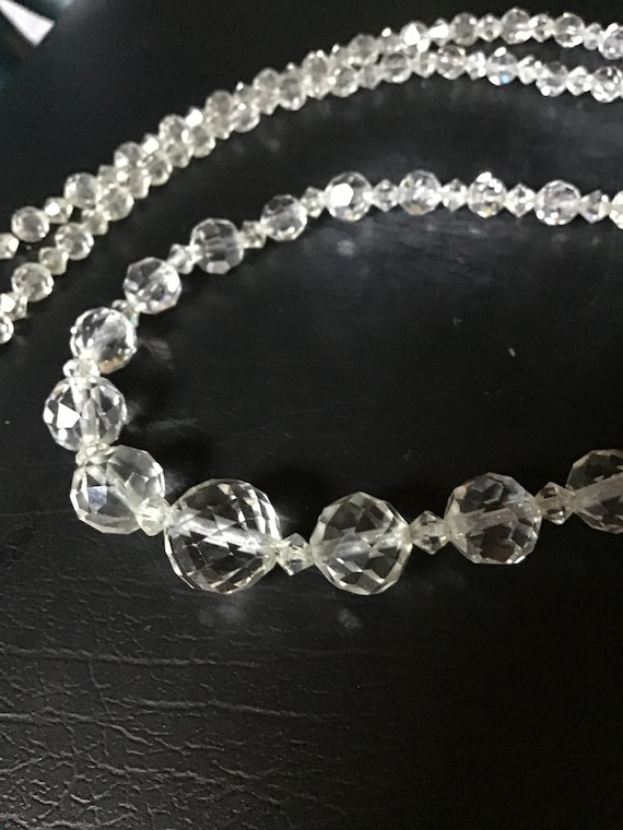 SALE ! Long antique rock crystal beaded necklace … - image 1
