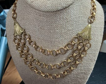 SALE - Chunky Antique Draping Necklace - chains - gold tone - 1930’s - 1940’s  - vintage    -  jewelry - Estate
