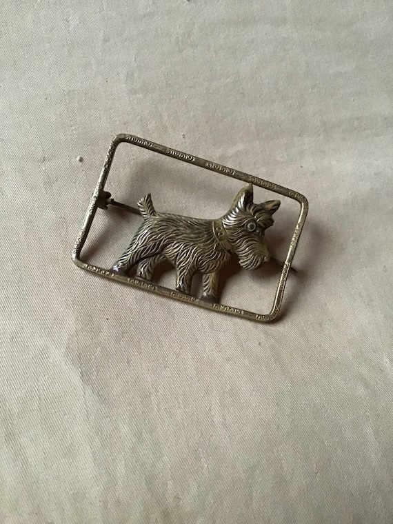 SALE ! Antique brass Scotty Dog pin - brooch - Sc… - image 1