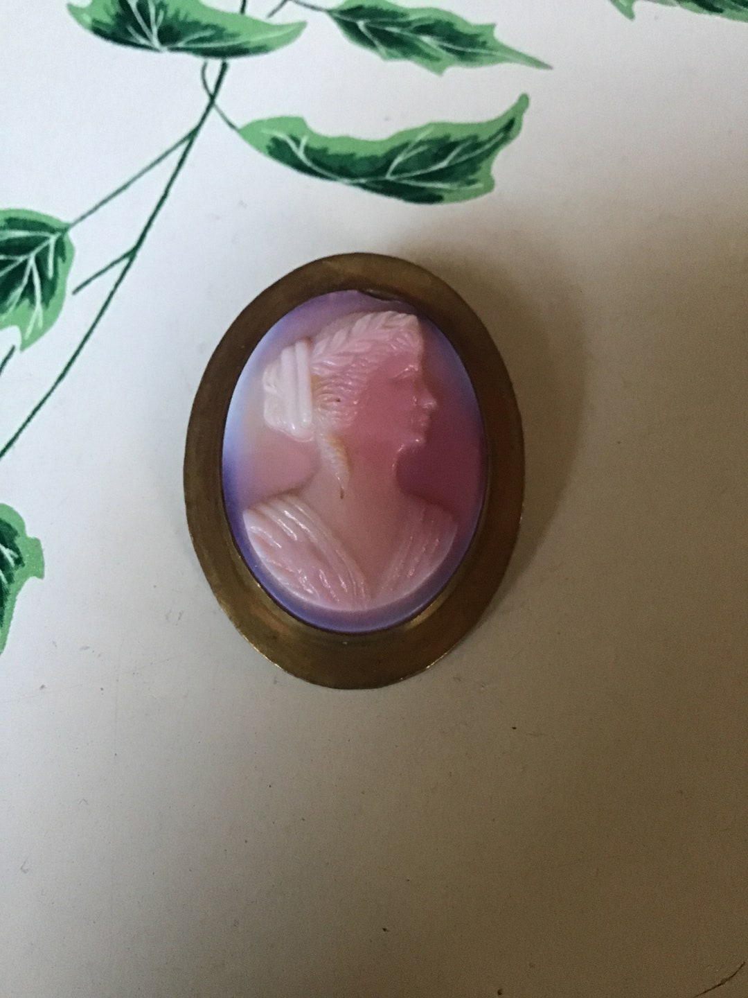 SALE Antique Molded Pink Glass Cameo Brooch C Clasp 1890 Pin Vintage Jewelry Estate Etsy