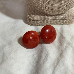 SALE ! Old RED Bakelite Earrings - Art Deco - swirled - screw back - vintage - antique - jewelry - estate