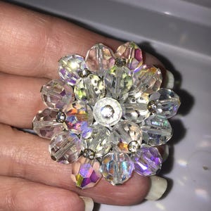 SALE ! Vintage Glass beaded cluster brooch - pin - Aurora borealis - mid century - 1950’s   - jewelry - estate