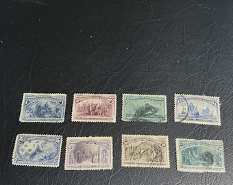 SALE - 8 Antique 1893 Columbian Expo US postage stamps - lot - postage stamps - United States  - estate