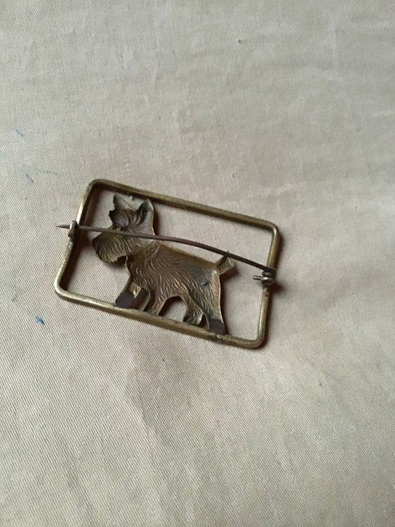 SALE ! Antique brass Scotty Dog pin - brooch - Sc… - image 2
