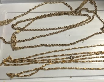 SALE ! 2 long Vintage Gold Tone Chains - 56 inches - necklace  - 1970’s - 1960’s - jewelry - estate