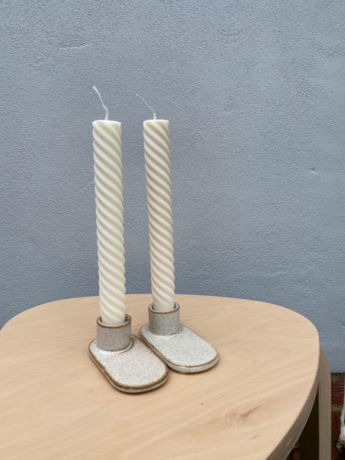 Spiral taper candles with holder // twisted candle Etsy