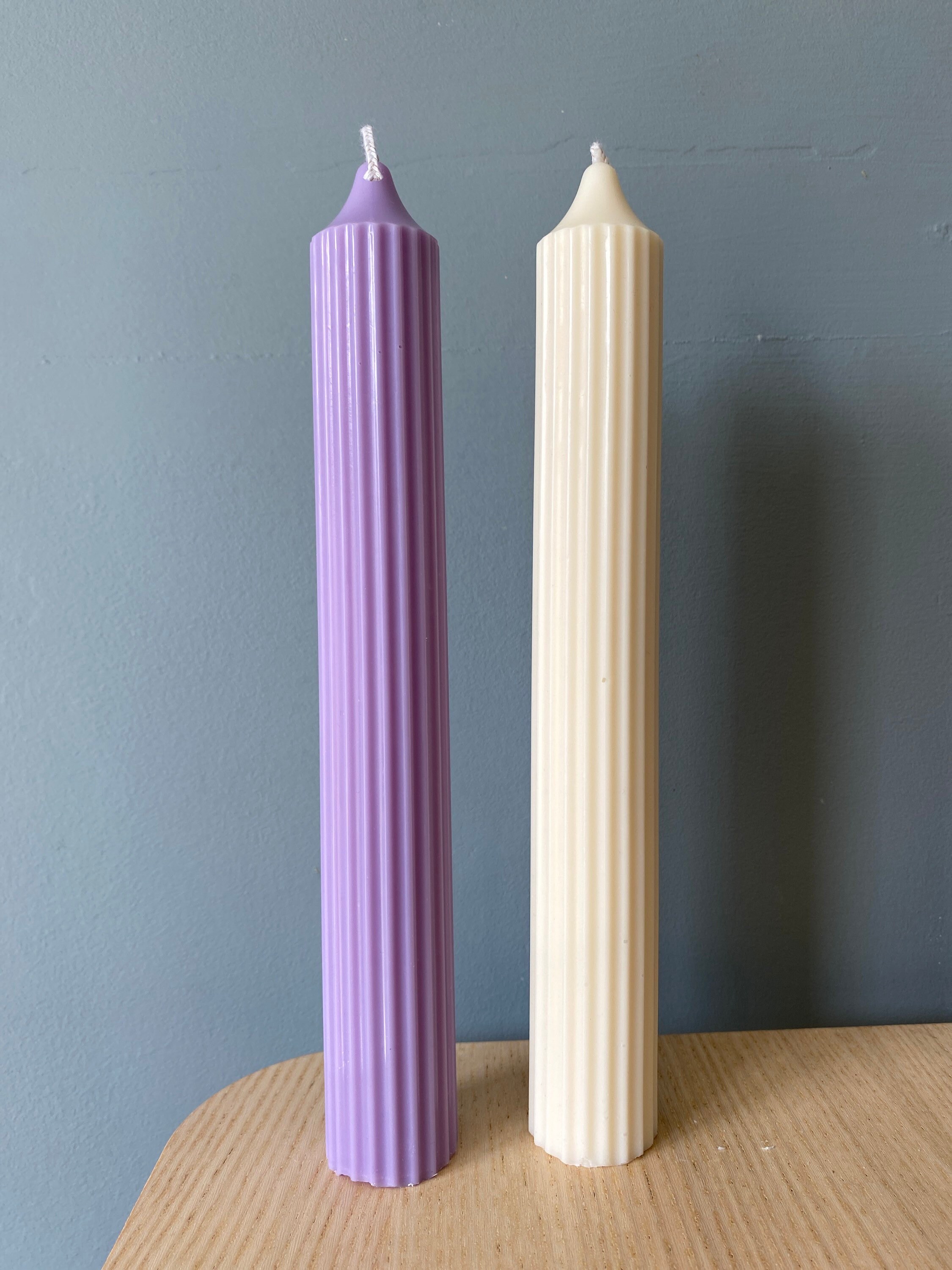 Pastel Ribbed Pillar candle set / pencil candle /candles/ Etsy
