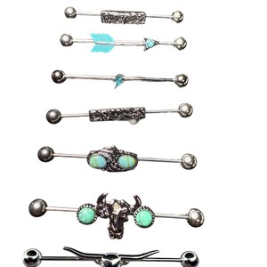 16G Industrial Ear Piercings 7 Pack -Or  Choose One
