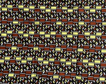 Afrykańska tkanina woskowana z Burkina Faso – idealna na dodatki i odzież – wzór geometryczny