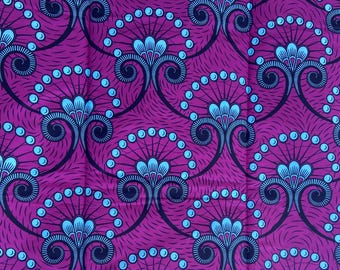 NEW 2025 - African Wax Fabric from Burkina Faso - Perfect for accessories and clothing - Purple tones pattern