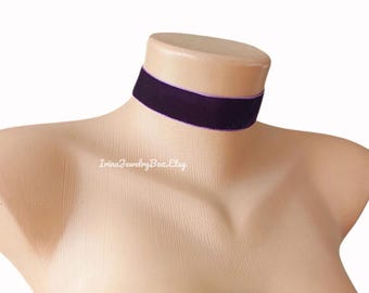 Purple Velvet Choker Necklace: Handmade Minimalist Ribbon Jewelry