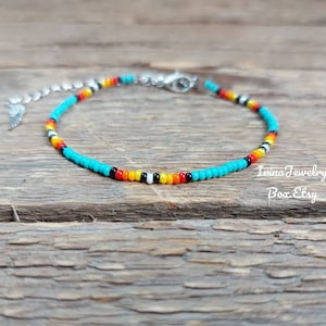 Turquoise beads bracelet, Dainty Beaded bracelet, Simple thin bracelet, Tiny beads bracelet,beaded anklet for women