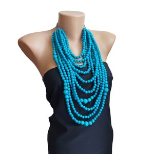 Multistrand necklace from wooden beads, Red/ yellow/ blue/ green/ black multilayer necklace, Statement necklace, Wood Bead necklace