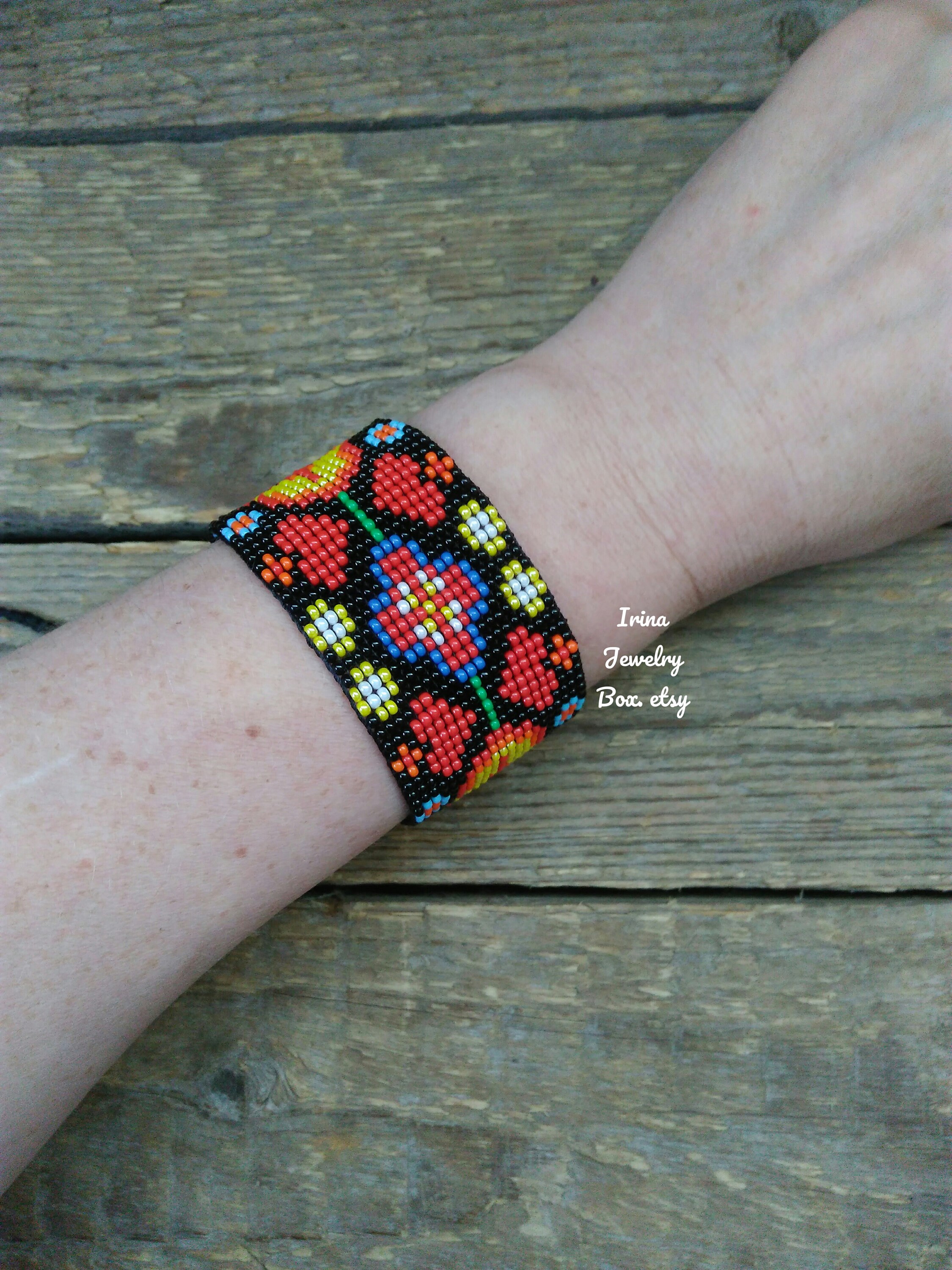 Bead Loom Bracelet,wide Beaded Bracelet,flowers Bracelet Bead Loom Bracelet,wide Beaded Bracelet,flowers Bracelet