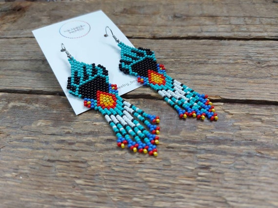 Bear Paw Earrings native American Style Beaded Earrings bead