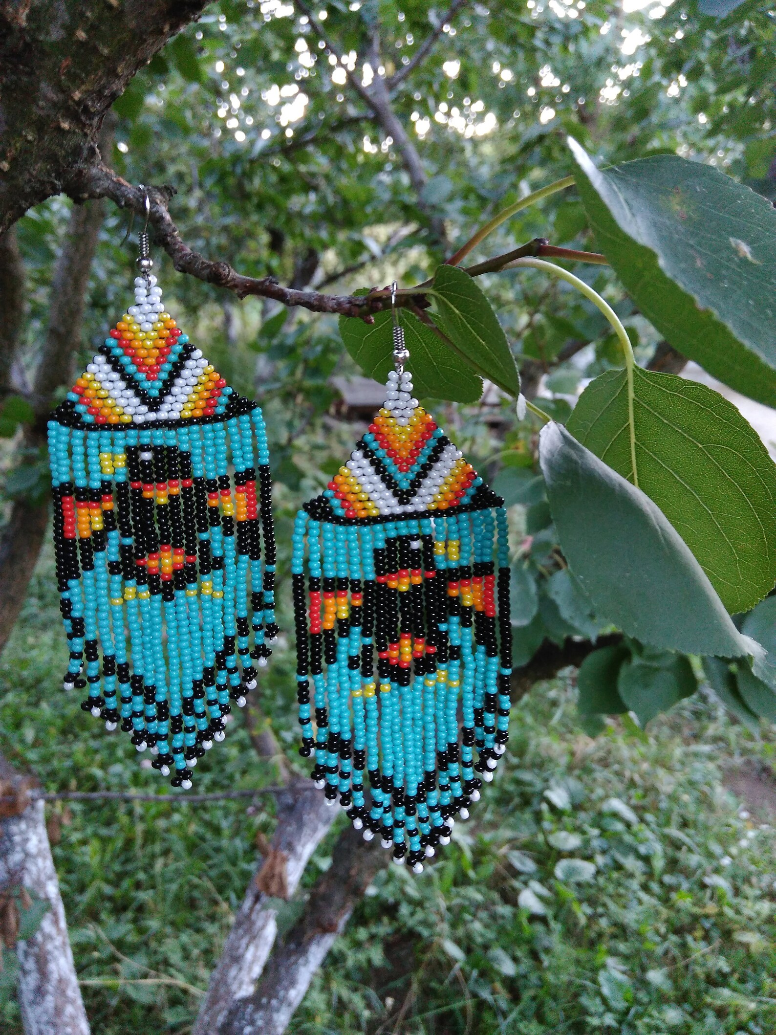 Raven Earrings Native American Style Beaded Earrings Etsy