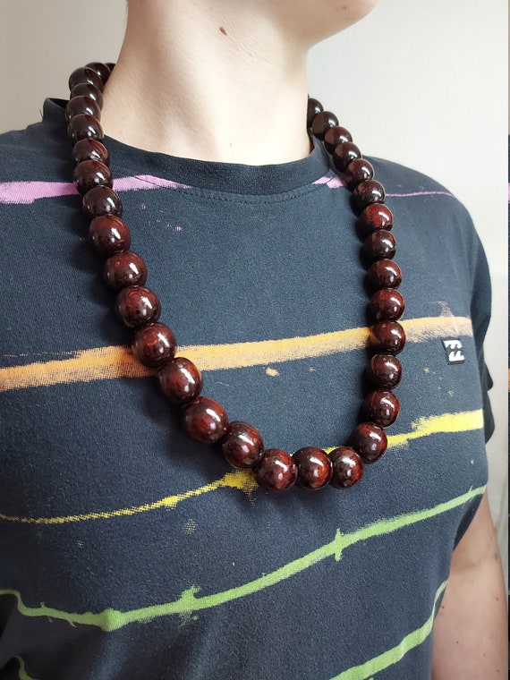 Vintage Tribal Tibetan style Chunky Wood Bead Necklace 28