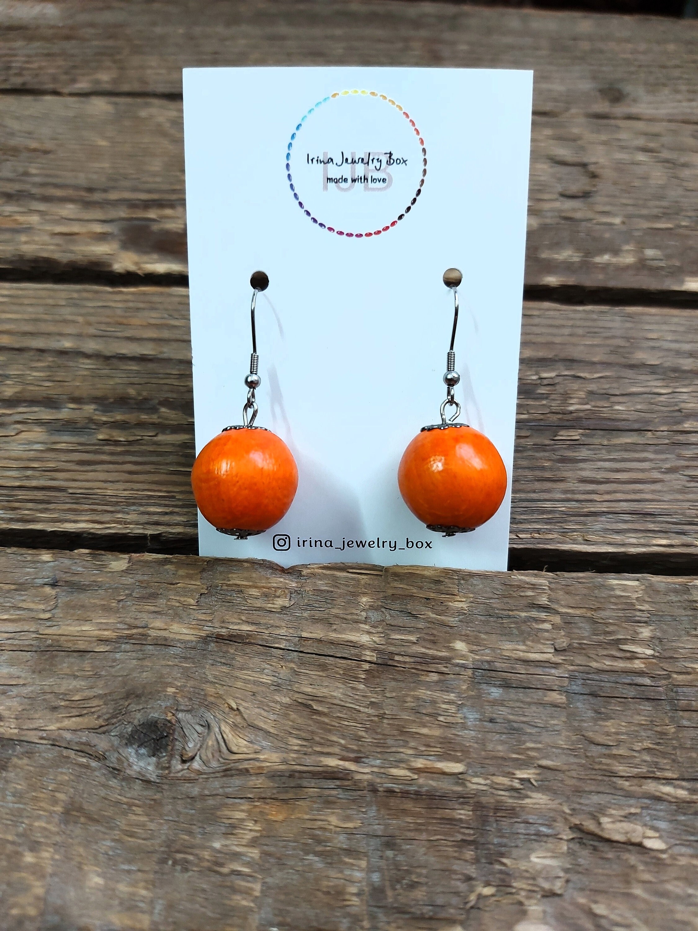 Wooden Bead Earrings single Bead Earrings wood Beads Earrings for