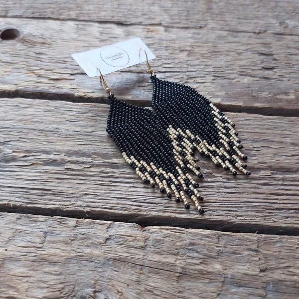 Black - Handmade Beaded Earrings 12