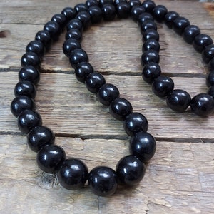 Houten ketting voor mannen, dikke ketting met houten kralen, zwarte ketting, dikke ketting met kralen, lange ketting met kralen, milieuvriendelijke ketting