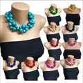 Chunky wooden necklace,Blue/Green/Yellow/red/pink/black/orange beaded necklace,Statementnecklace for women,Large bead necklace,Eco jewelry