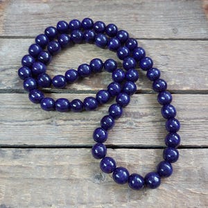 Dark blue chunky wooden necklace, Wood bead necklace for men, Large bead necklace, Long beaded Necklace, Eco jewelry, Gift for him