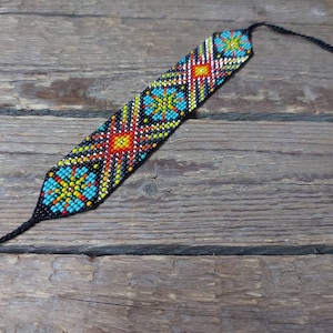 Rocailles Perlen Blumen Armband, Loom Arbeit Armband, Perlen Boho Cuff Armband