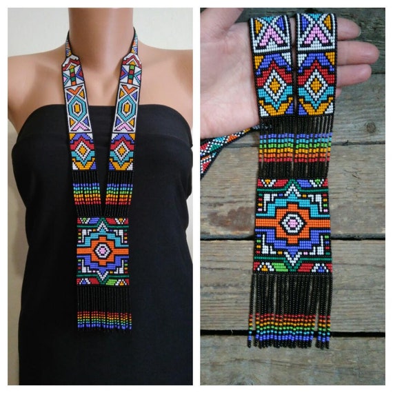 Beaded Necklace, Multi Strand , South Western Style, Hand Made Guatemala