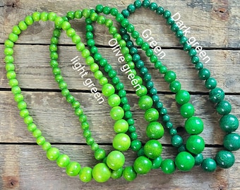 Big bold bead necklace, Statement wooden necklace, Red orange yellow black green blue brown Beaded necklace from wood, Eco friendly jewelry
