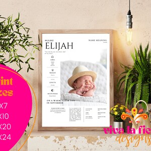 Custom Newborn Baby Wall Art, Personalized Birth Stat Print, Printable Nursery Decor,Perfect Gift for Mom,Birth Stats Sign, Nursery Wall Art