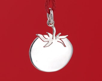 Tomato pendant, sterling silver pendant - handmade in Italy - customizable with engraving - chain or cord available - unisex jewel