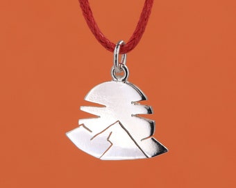 Sterling silver rising sun pendant - mountain pendant - setting sun mountain charm - gift idea pendant